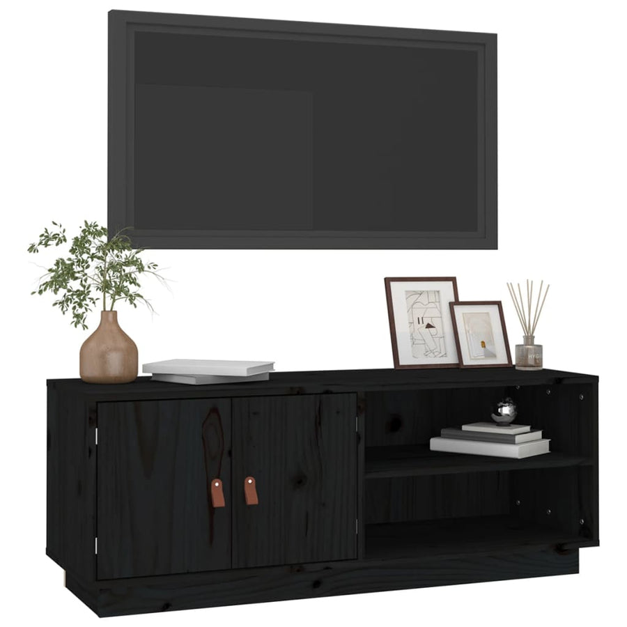 Tv-Meubel 05X34X40 Cm Massief Grenenhout Zwart