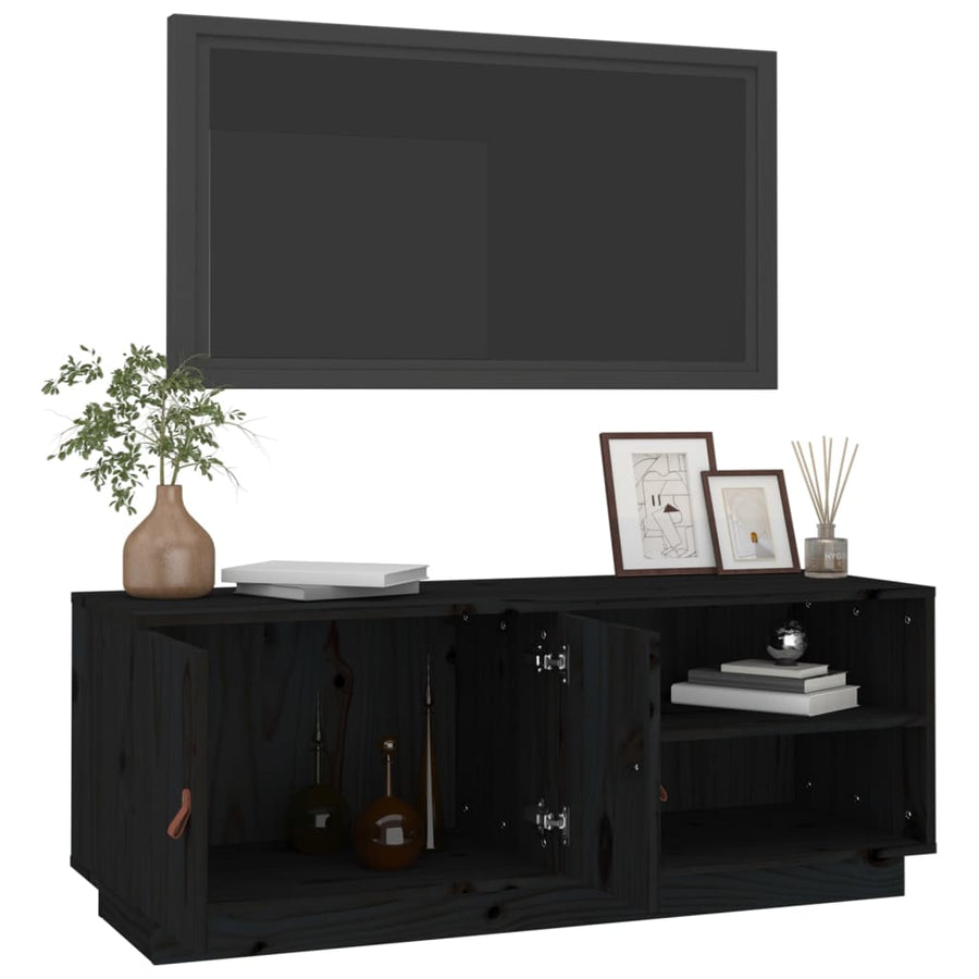 Tv-Meubel 05X34X40 Cm Massief Grenenhout Zwart