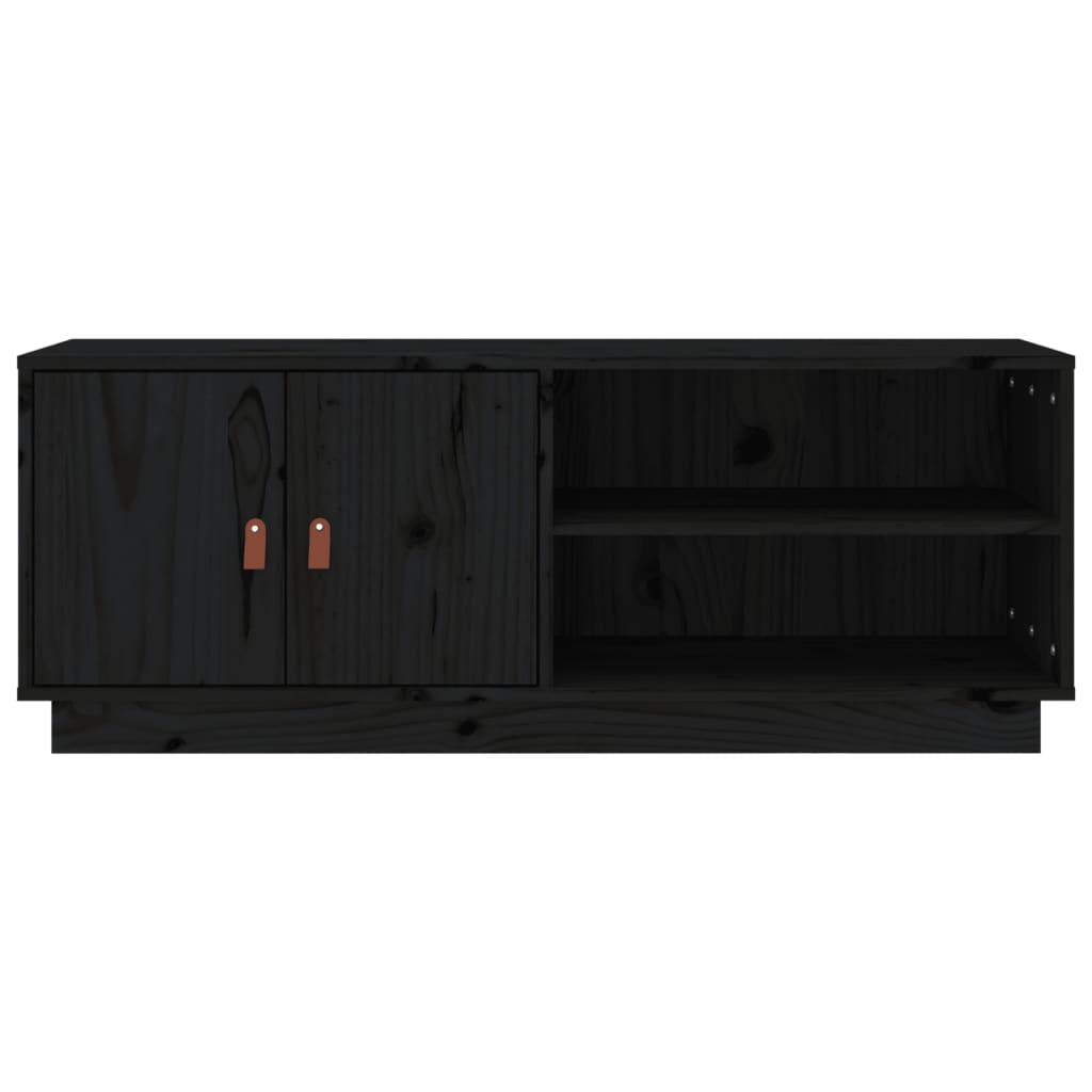 Tv-Meubel 05X34X40 Cm Massief Grenenhout Zwart