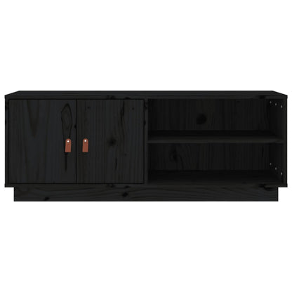 Tv-Meubel 05X34X40 Cm Massief Grenenhout Zwart