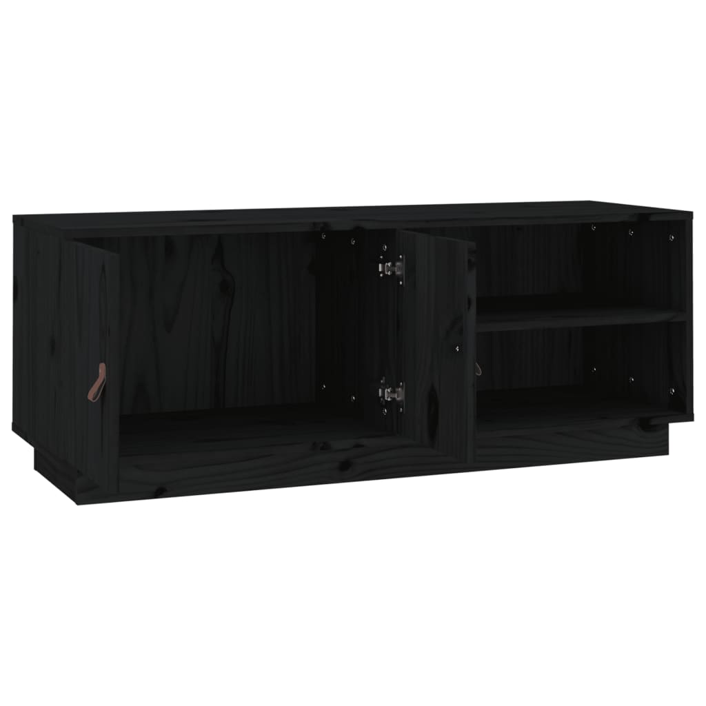 Tv-Meubel 05X34X40 Cm Massief Grenenhout Zwart