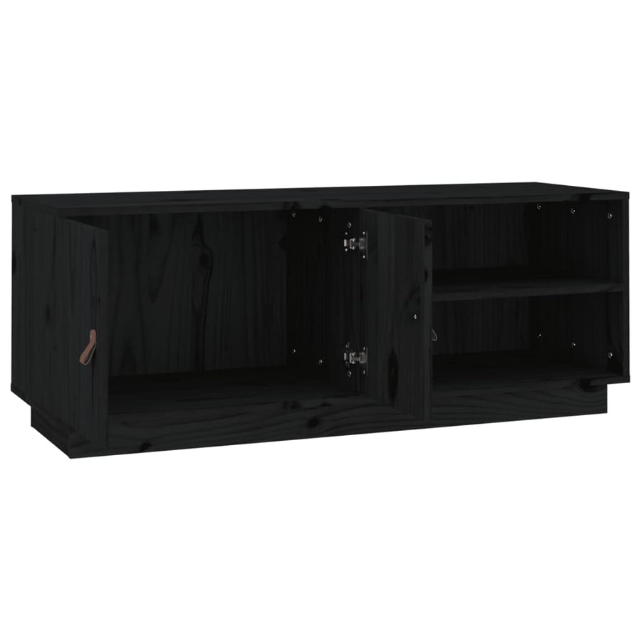 Tv-Meubel 05X34X40 Cm Massief Grenenhout Zwart
