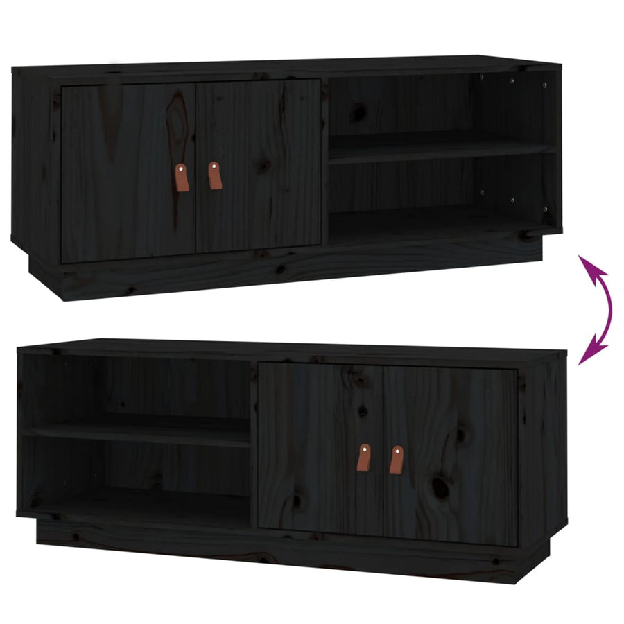 Tv-Meubel 05X34X40 Cm Massief Grenenhout Zwart