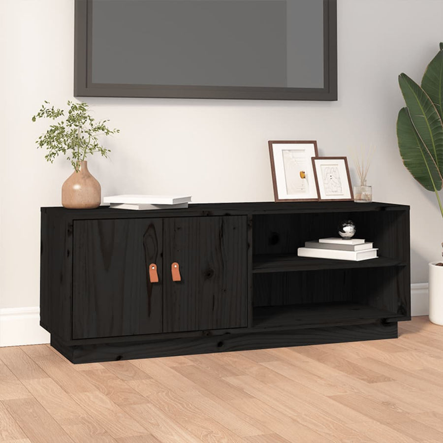 Tv-Meubel 05X34X40 Cm Massief Grenenhout Zwart