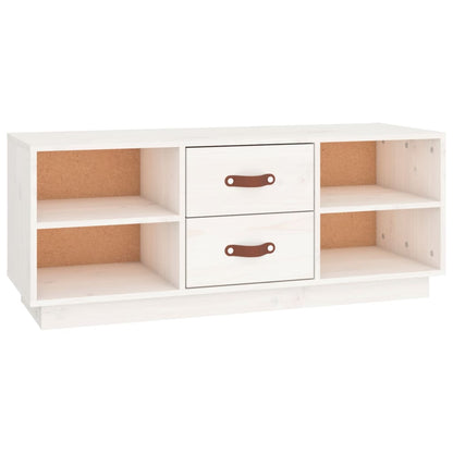 Tv-Meubel 00X34X40 Cm Massief Grenenhout Wit