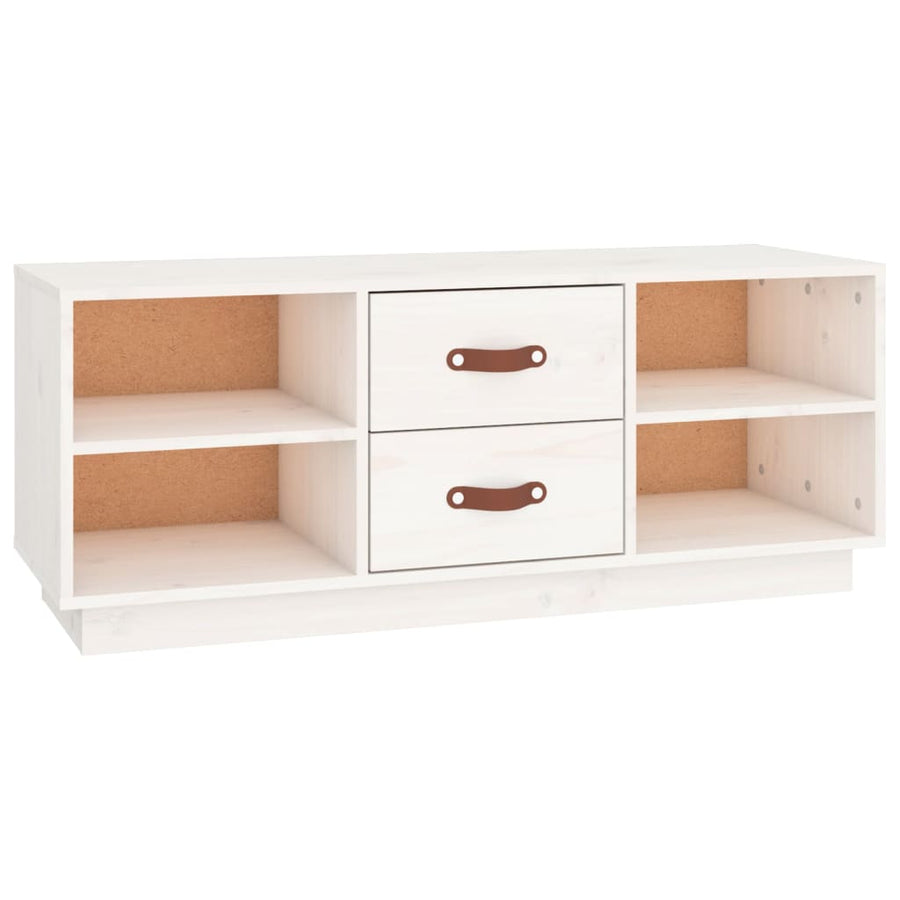 Tv-Meubel 00X34X40 Cm Massief Grenenhout Wit