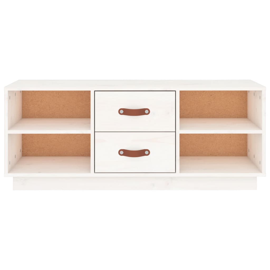 Tv-Meubel 00X34X40 Cm Massief Grenenhout Wit