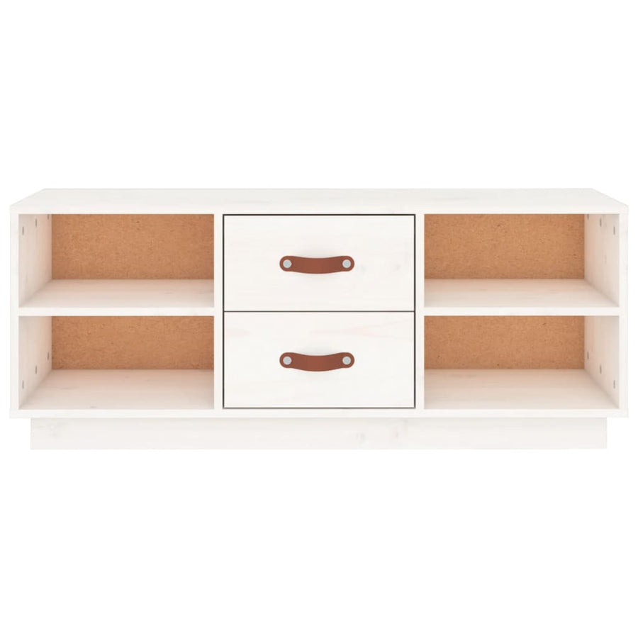 Tv-Meubel 00X34X40 Cm Massief Grenenhout Wit