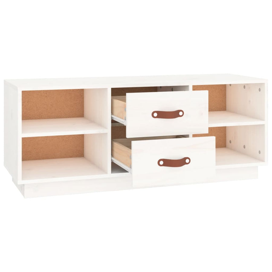 Tv-Meubel 00X34X40 Cm Massief Grenenhout Wit