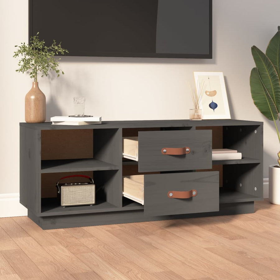 Tv-Meubel 00X34X40 Cm Massief Grenenhout Grijs
