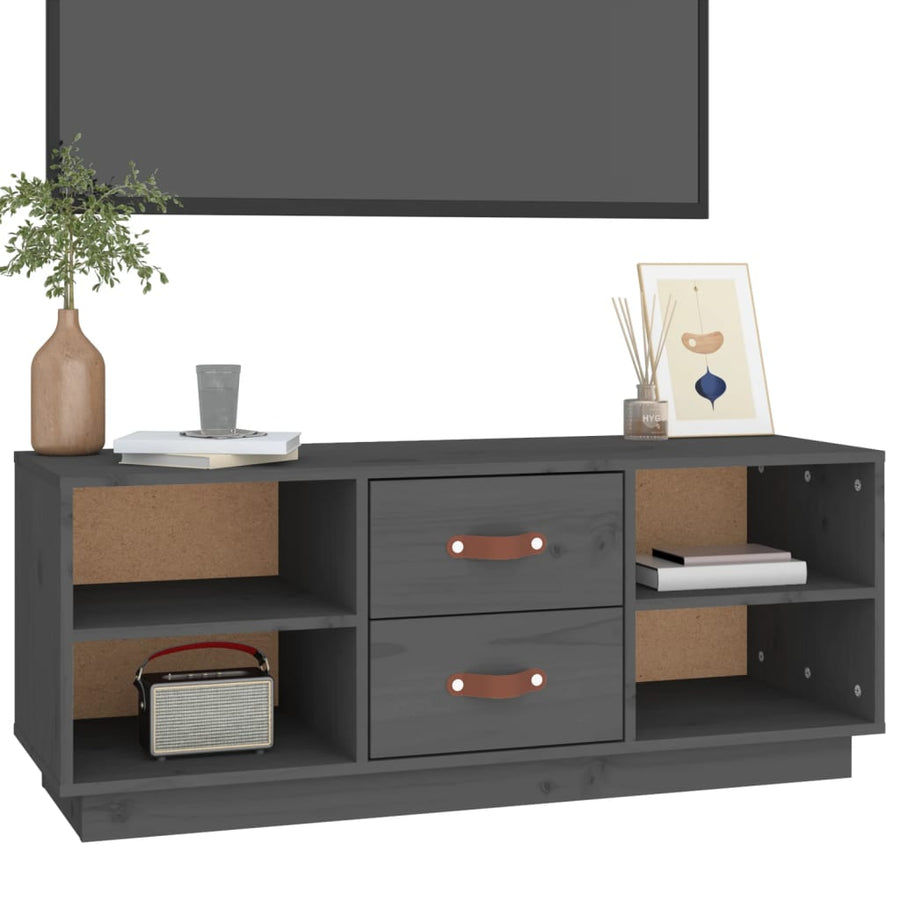 Tv-Meubel 00X34X40 Cm Massief Grenenhout Grijs