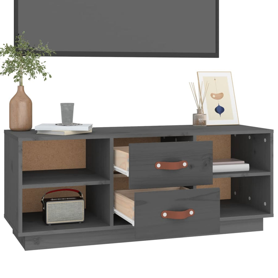 Tv-Meubel 00X34X40 Cm Massief Grenenhout Grijs