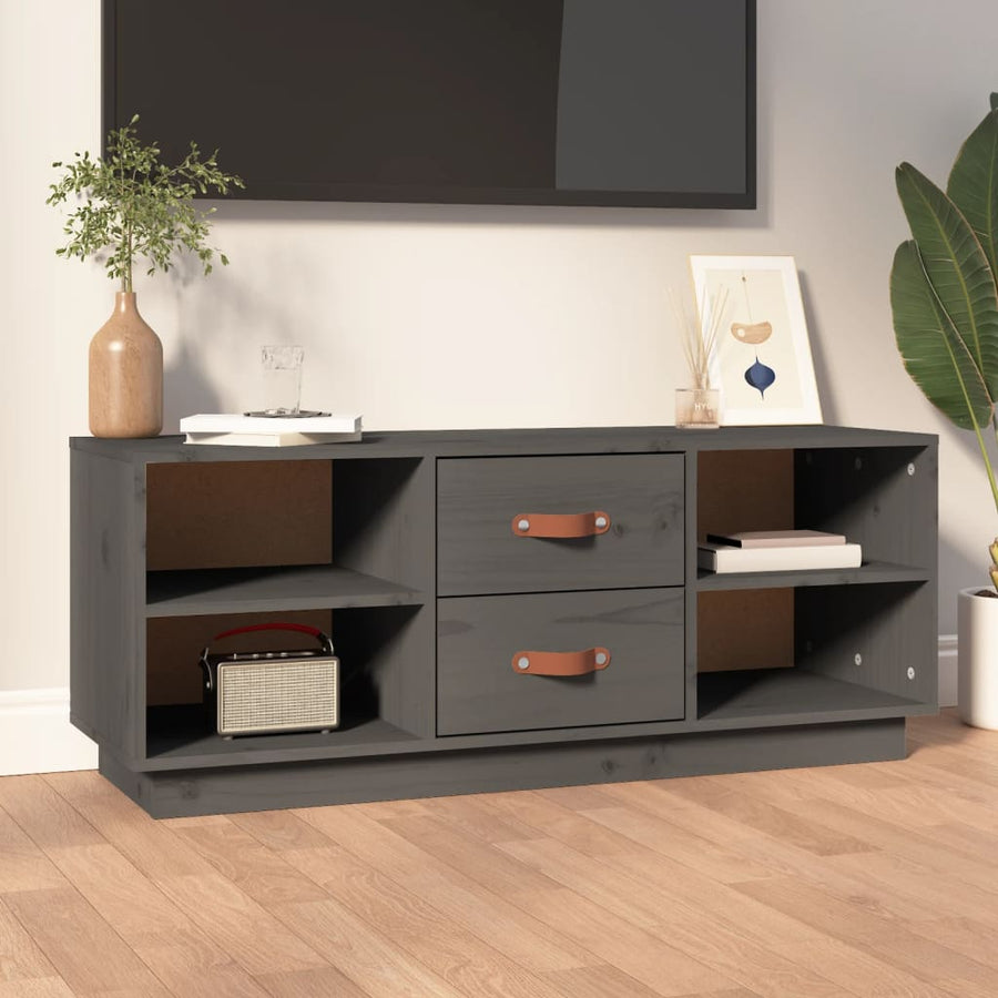 Tv-Meubel 00X34X40 Cm Massief Grenenhout Grijs