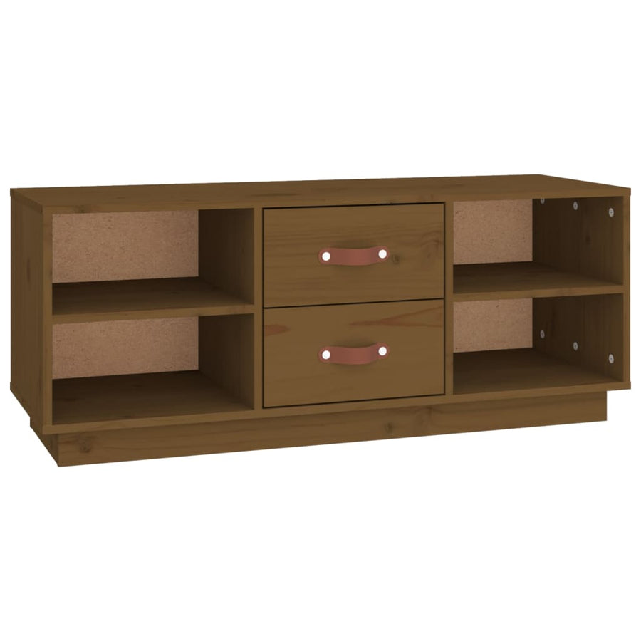 Tv-Meubel 00X34X40 Cm Massief Grenenhout Honingbruin