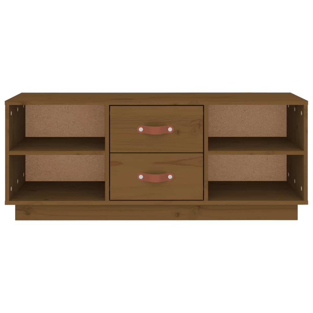Tv-Meubel 00X34X40 Cm Massief Grenenhout Honingbruin