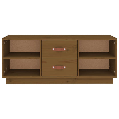 Tv-Meubel 00X34X40 Cm Massief Grenenhout Honingbruin