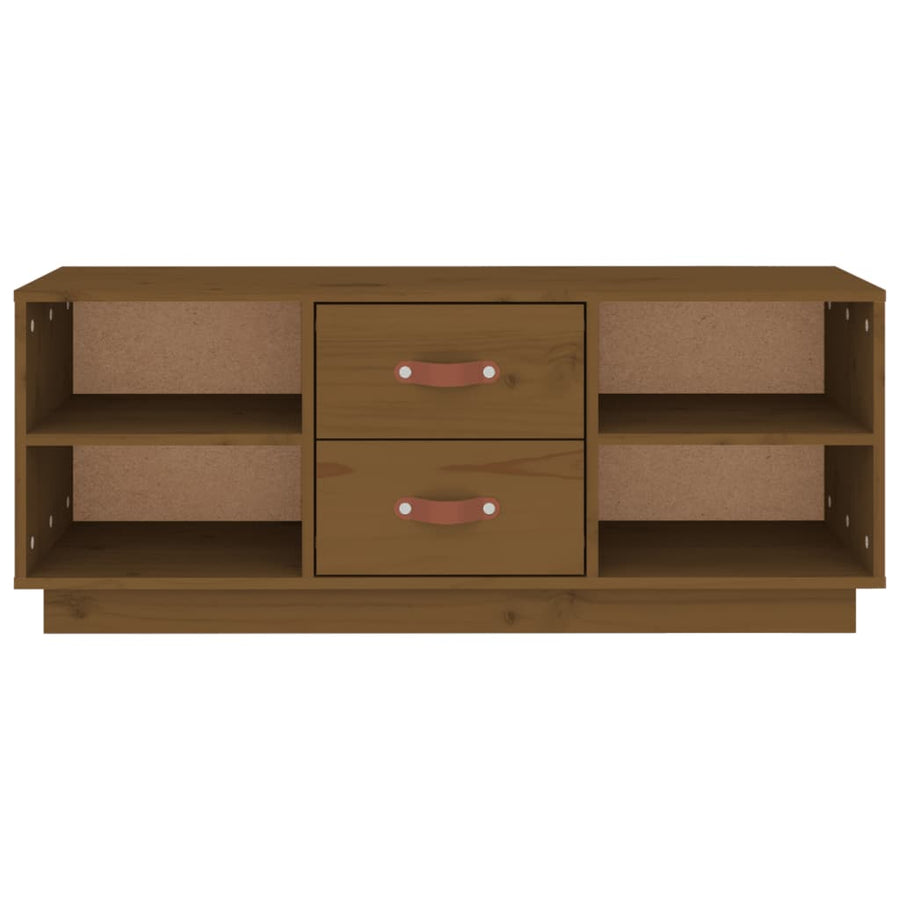 Tv-Meubel 00X34X40 Cm Massief Grenenhout Honingbruin