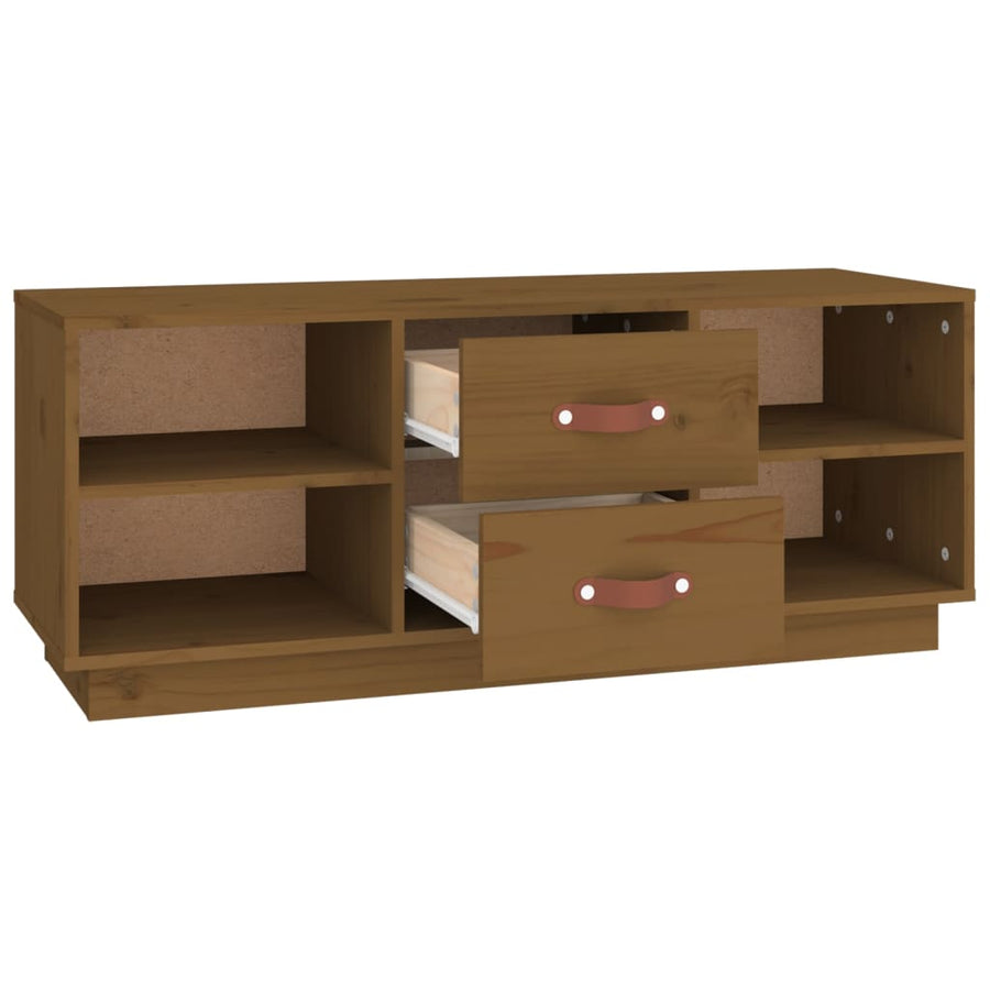 Tv-Meubel 00X34X40 Cm Massief Grenenhout Honingbruin