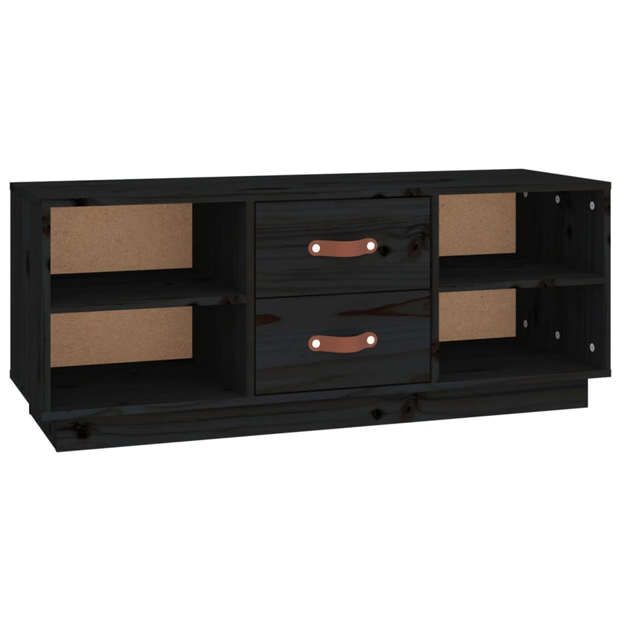 Tv-Meubel 00X34X40 Cm Massief Grenenhout Zwart