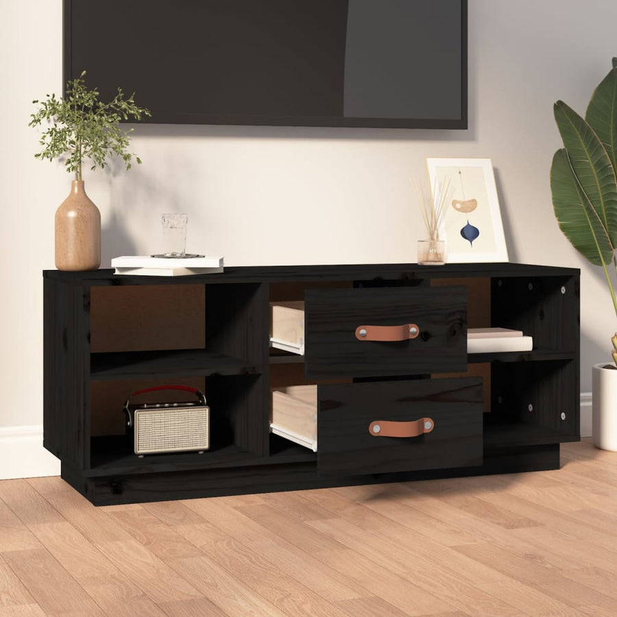 Tv-Meubel 00X34X40 Cm Massief Grenenhout Zwart