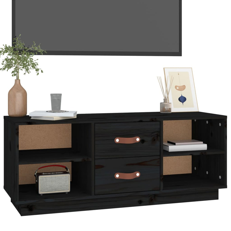 Tv-Meubel 00X34X40 Cm Massief Grenenhout Zwart