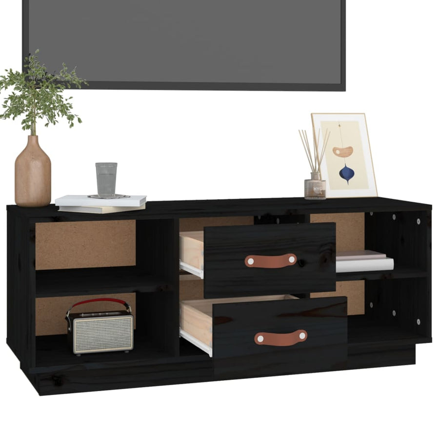 Tv-Meubel 00X34X40 Cm Massief Grenenhout Zwart