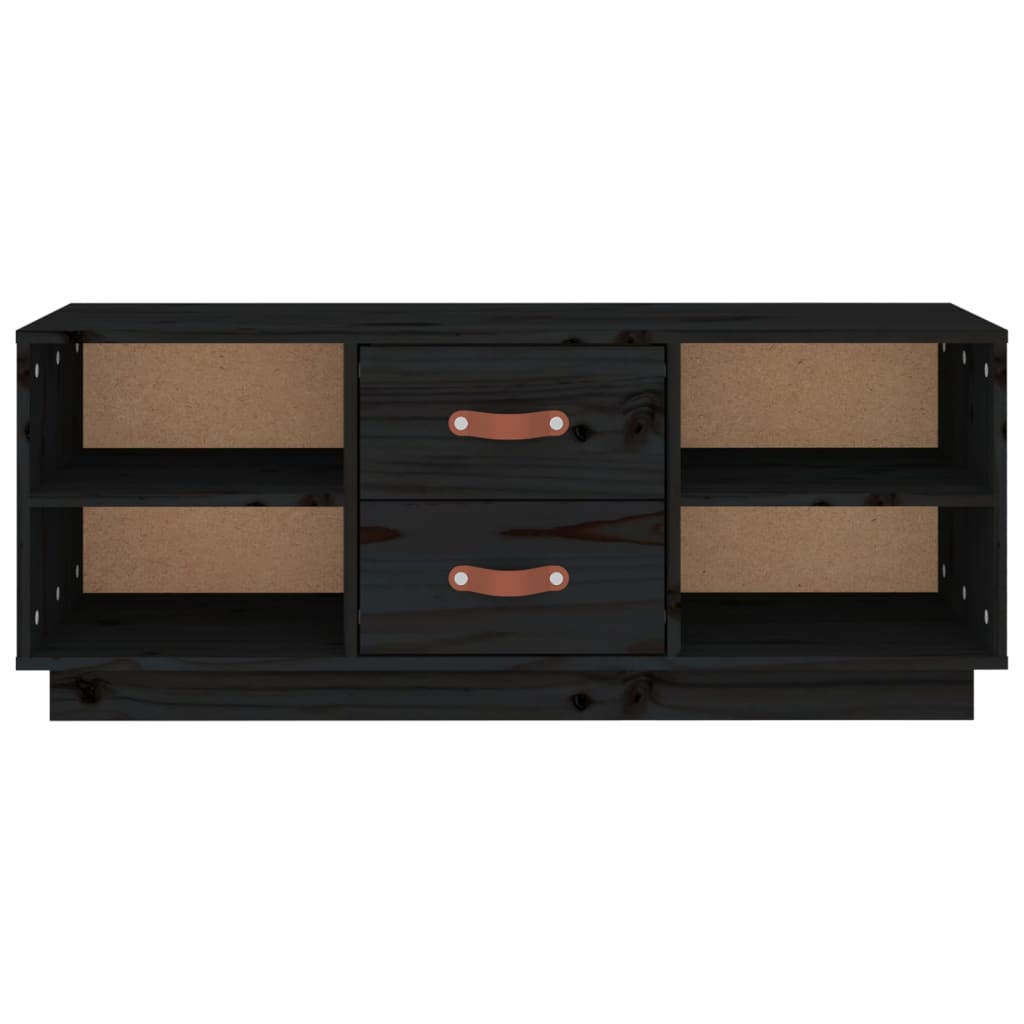 Tv-Meubel 00X34X40 Cm Massief Grenenhout Zwart