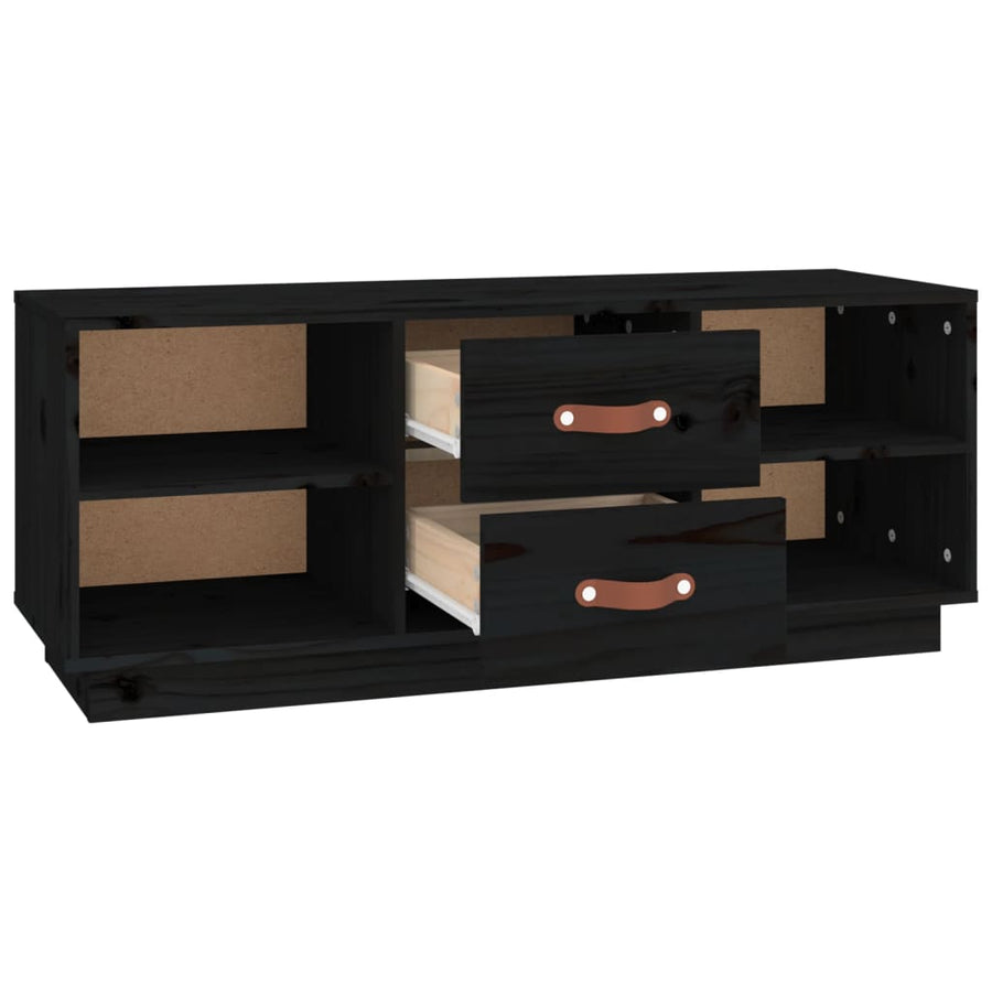 Tv-Meubel 00X34X40 Cm Massief Grenenhout Zwart