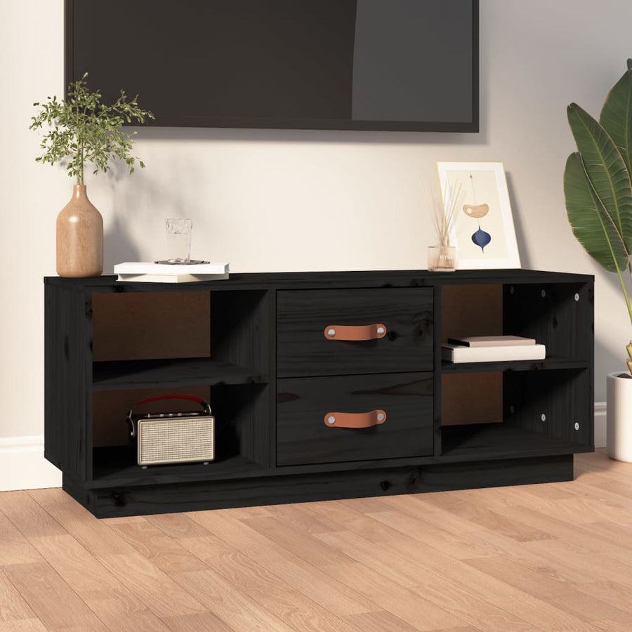 Tv-Meubel 00X34X40 Cm Massief Grenenhout Zwart
