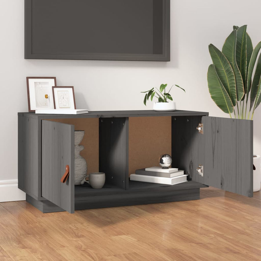 Tv-Meubel 80X34X40 Cm Massief Grenenhout Grijs
