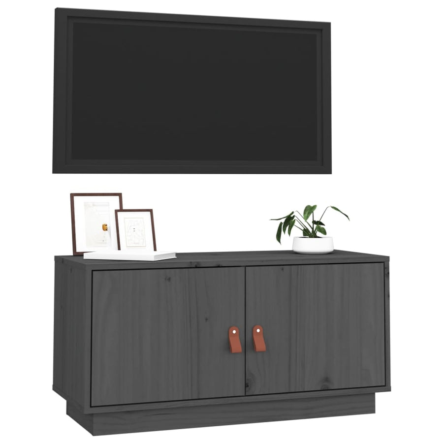 Tv-Meubel 80X34X40 Cm Massief Grenenhout Grijs