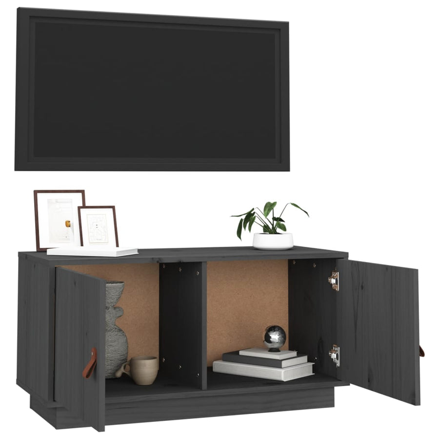 Tv-Meubel 80X34X40 Cm Massief Grenenhout Grijs