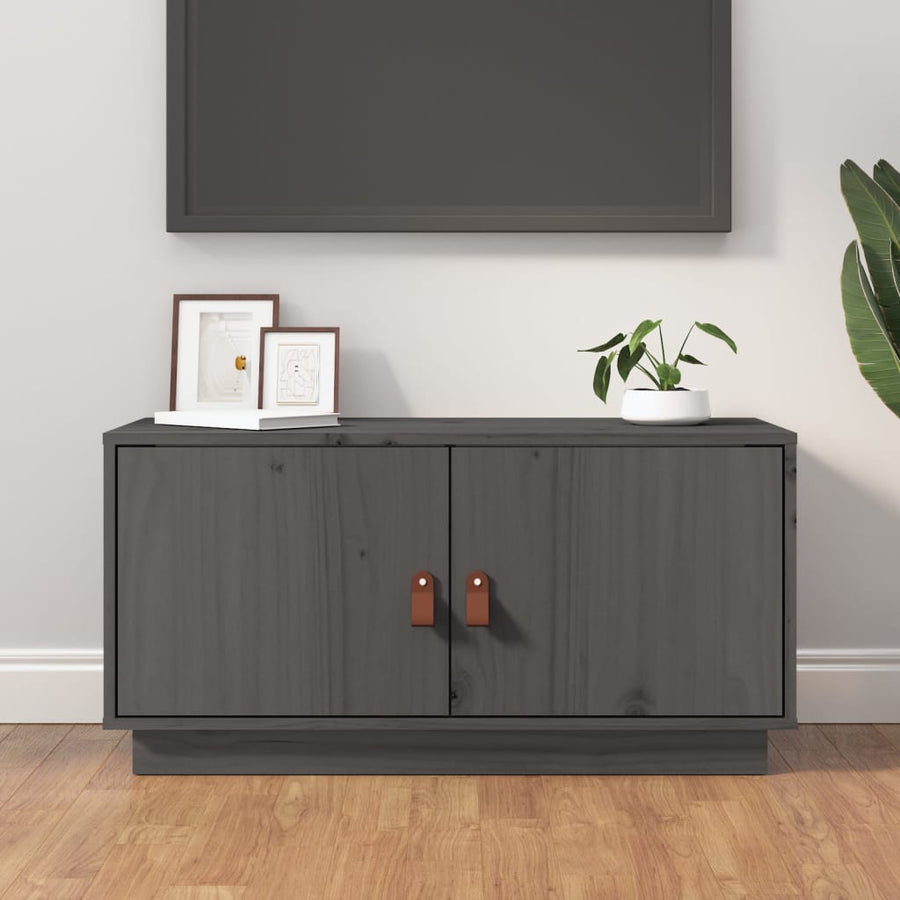 Tv-Meubel 80X34X40 Cm Massief Grenenhout Grijs