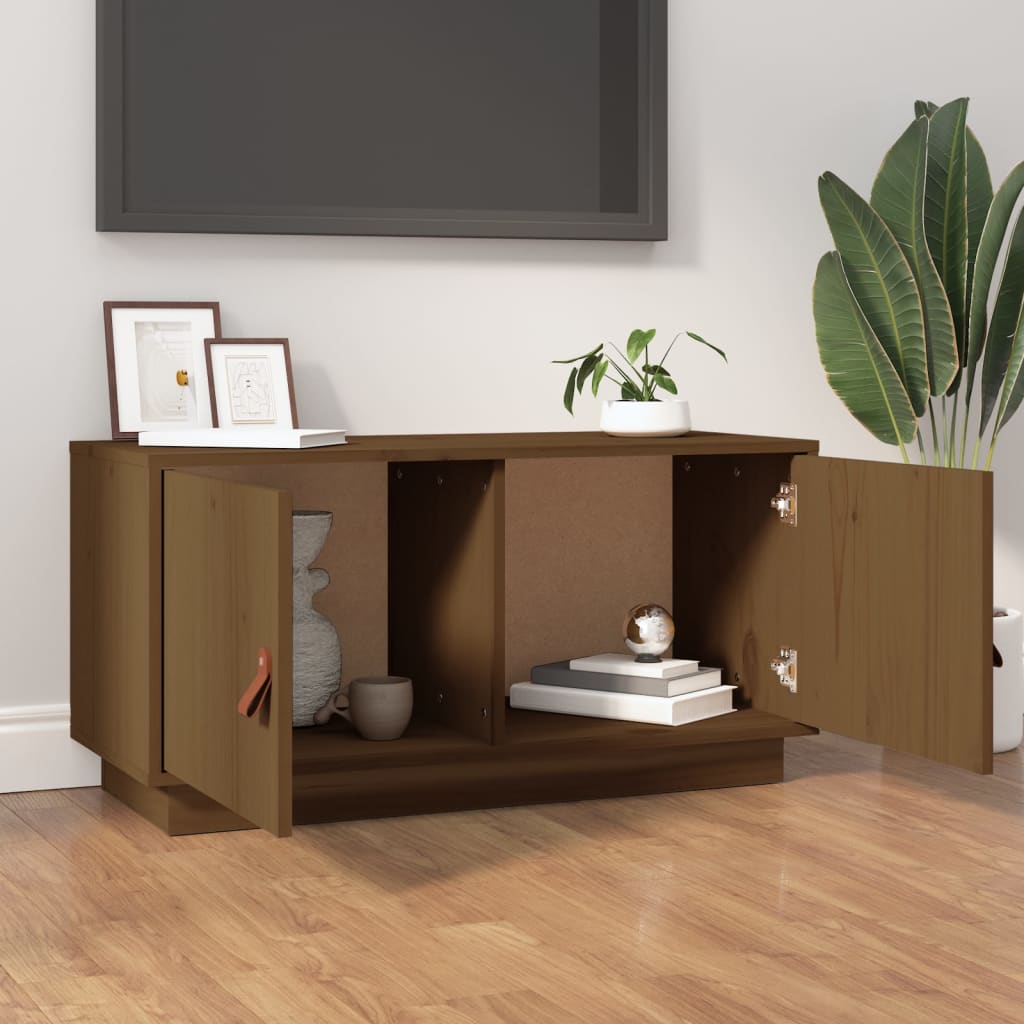 Tv-Meubel 80X34X40 Cm Massief Grenenhout Honingbruin
