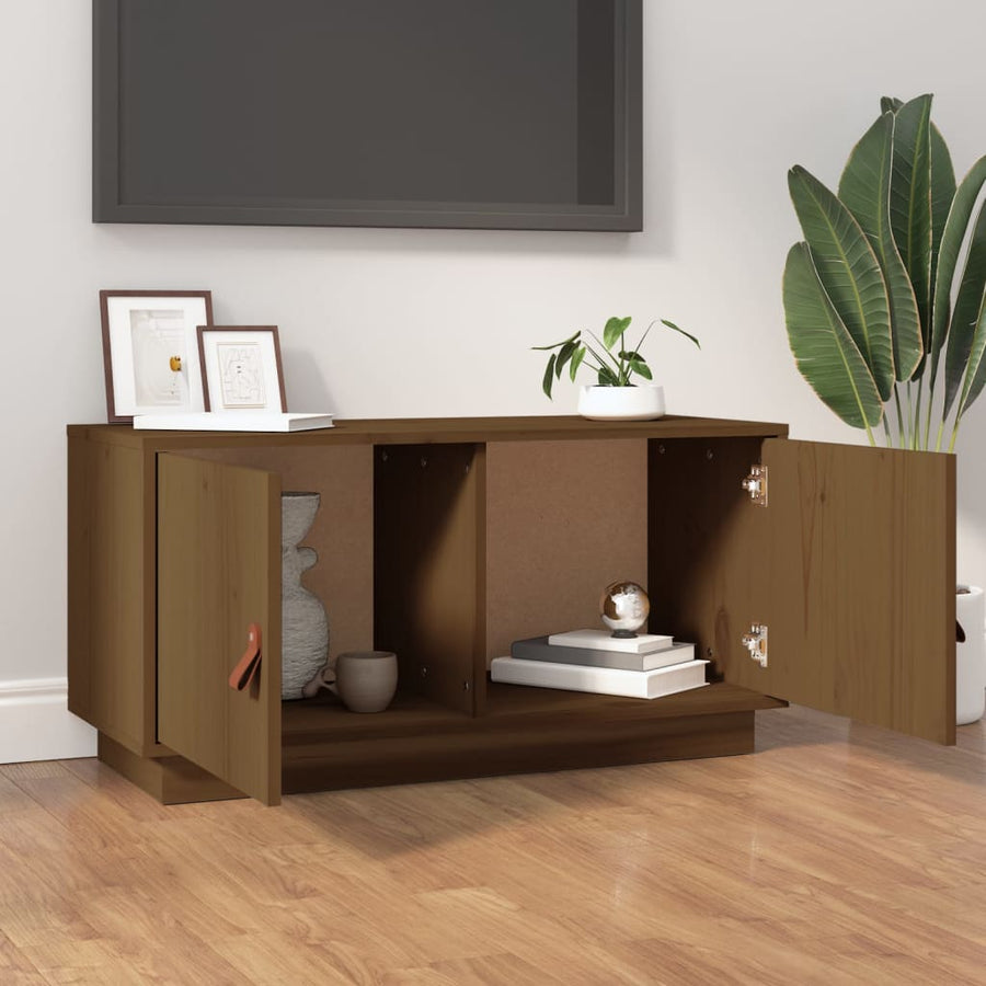 Tv-Meubel 80X34X40 Cm Massief Grenenhout Honingbruin