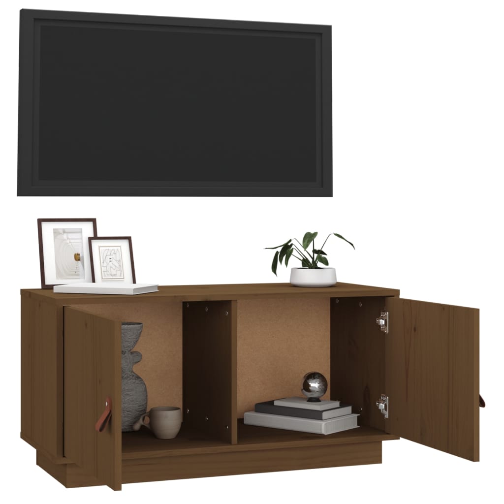 Tv-Meubel 80X34X40 Cm Massief Grenenhout Honingbruin