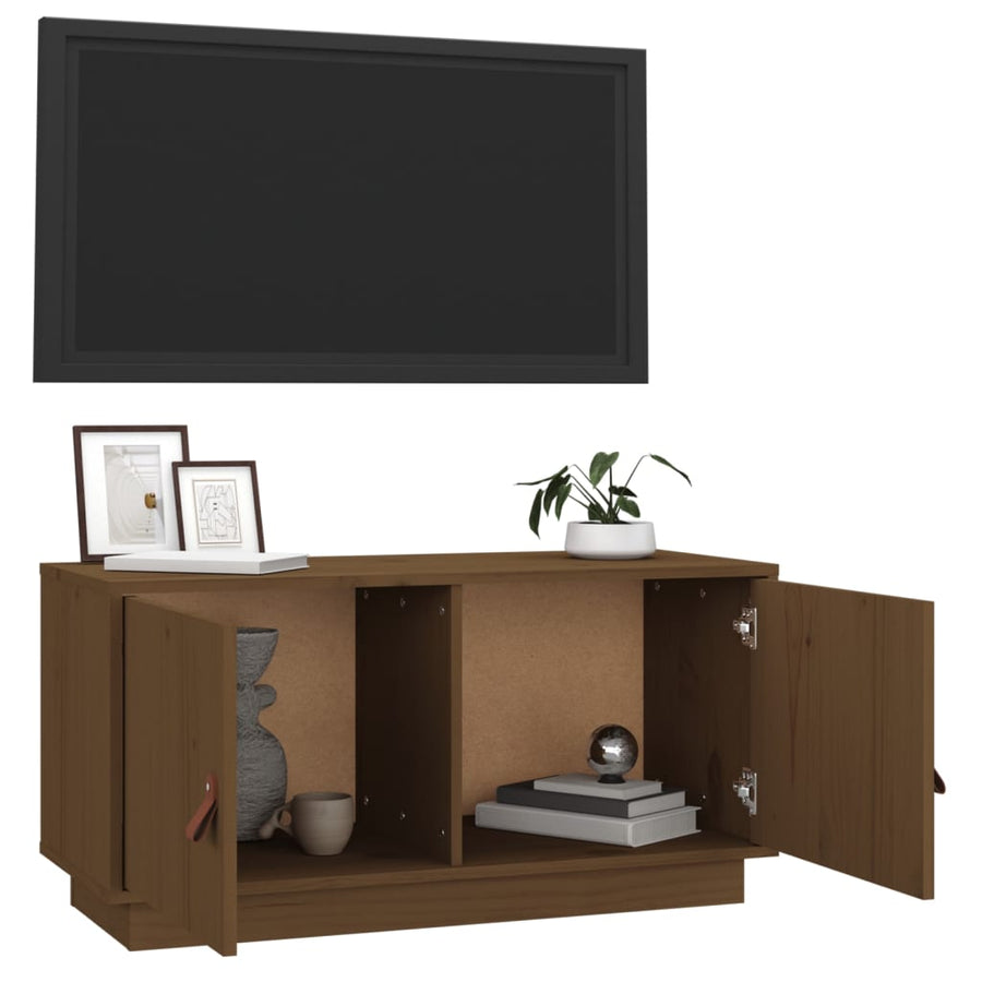 Tv-Meubel 80X34X40 Cm Massief Grenenhout Honingbruin