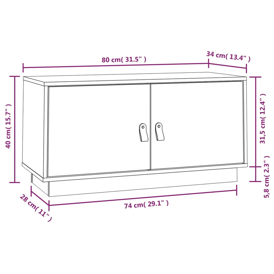 Tv-Meubel 80X34X40 Cm Massief Grenenhout Honingbruin