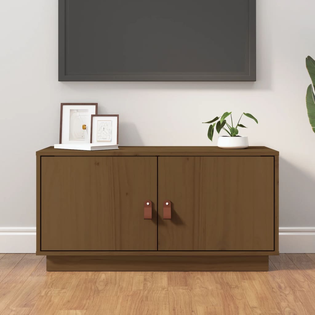 Tv-Meubel 80X34X40 Cm Massief Grenenhout Honingbruin