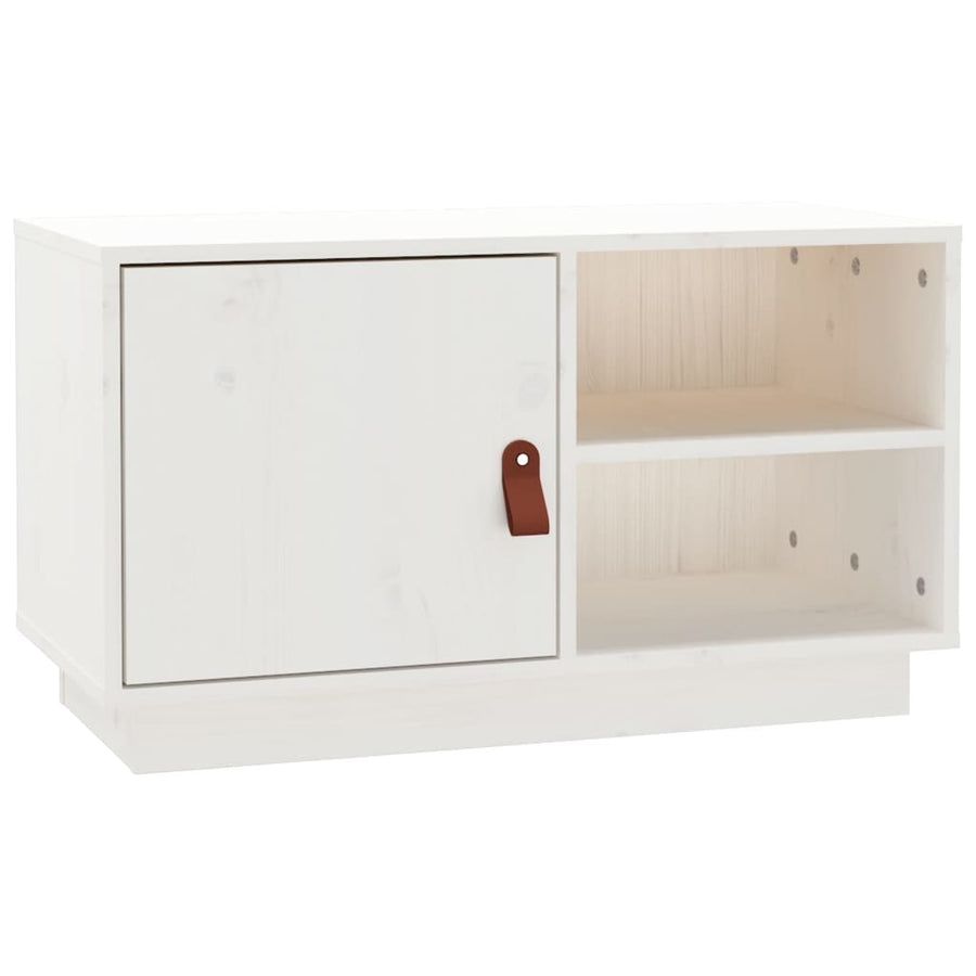 Tv-Meubel 70X34X40 Cm Massief Grenenhout Wit