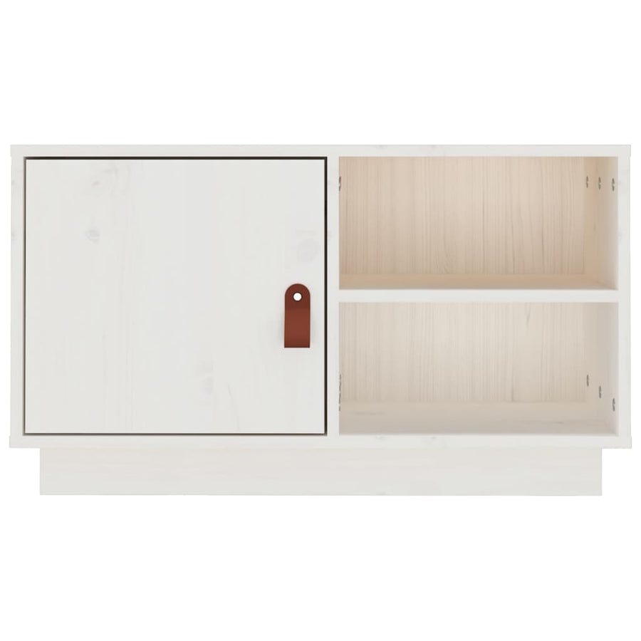 Tv-Meubel 70X34X40 Cm Massief Grenenhout Wit