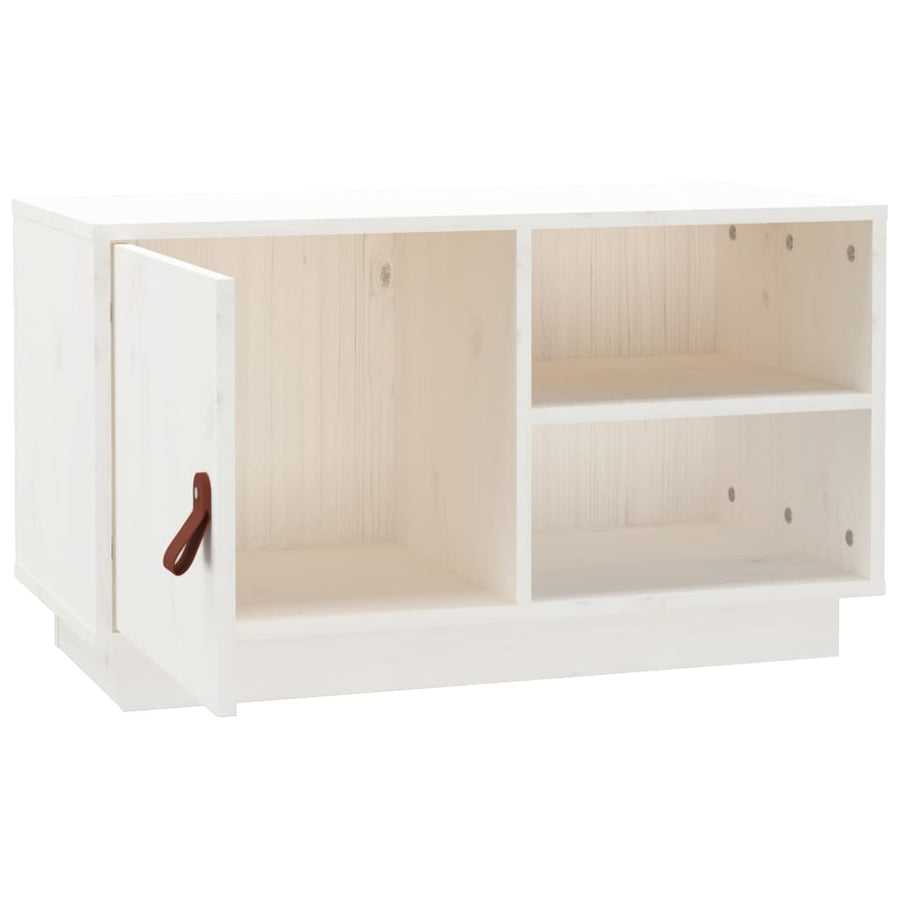 Tv-Meubel 70X34X40 Cm Massief Grenenhout Wit