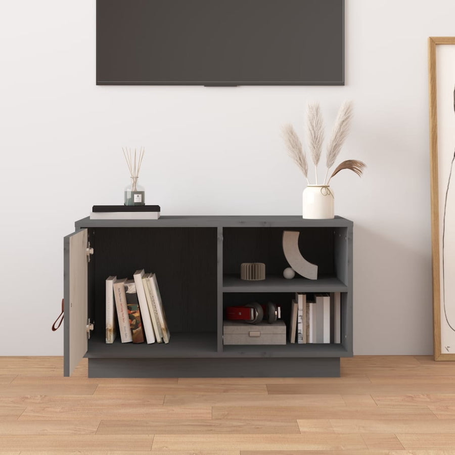 Tv-Meubel 70X34X40 Cm Massief Grenenhout Grijs