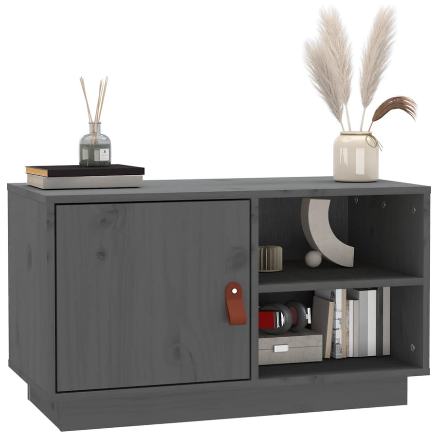 Tv-Meubel 70X34X40 Cm Massief Grenenhout Grijs