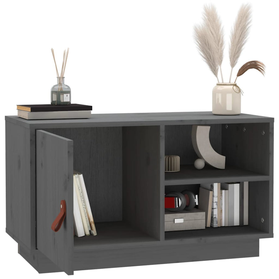 Tv-Meubel 70X34X40 Cm Massief Grenenhout Grijs