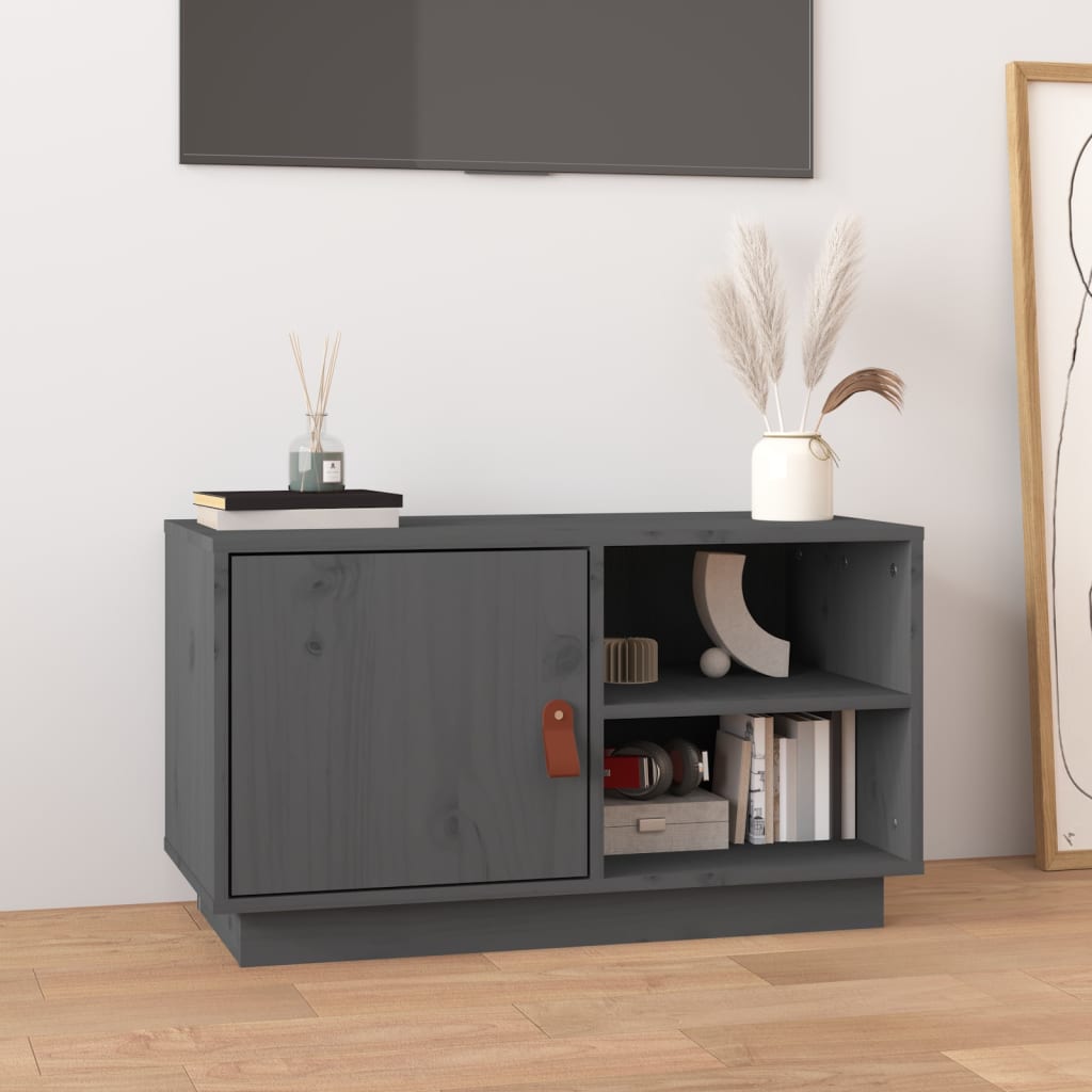 Tv-Meubel 70X34X40 Cm Massief Grenenhout Grijs