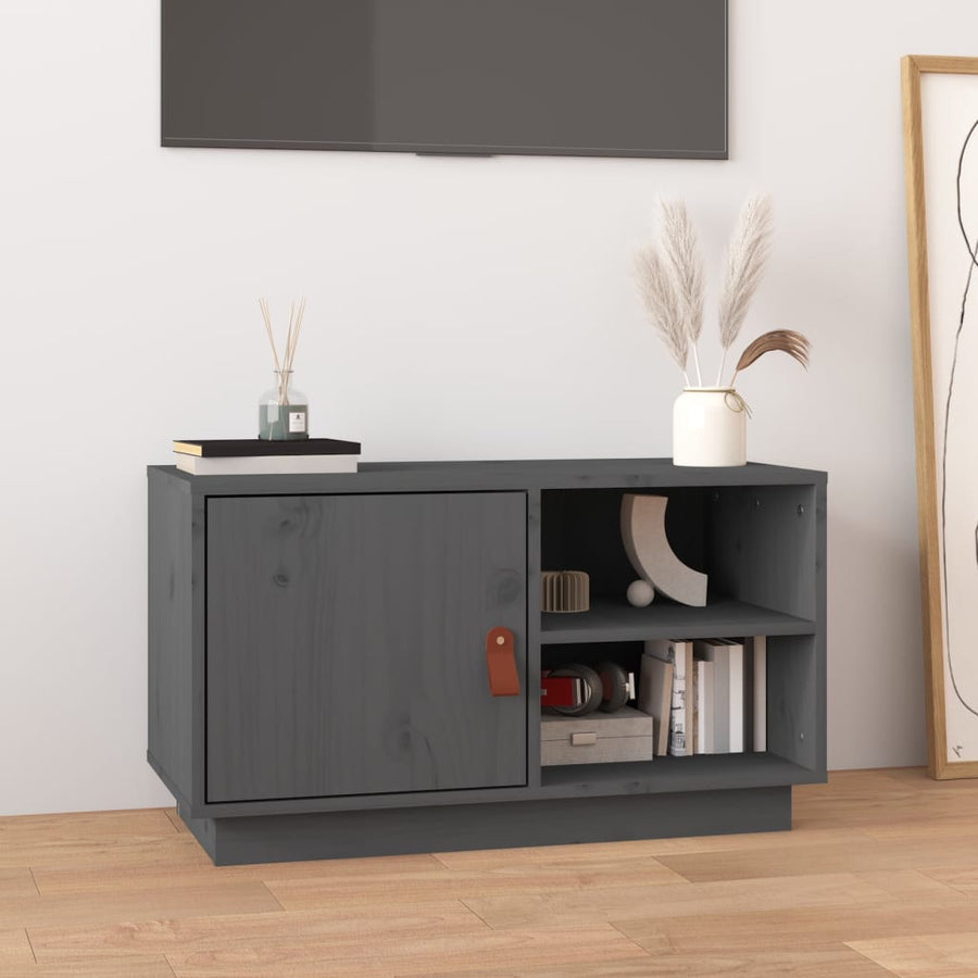 Tv-Meubel 70X34X40 Cm Massief Grenenhout Grijs