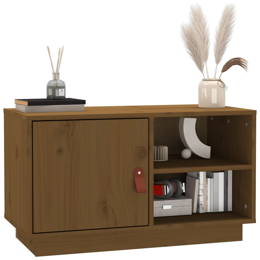 Tv-Meubel 70X34X40 Cm Massief Grenenhout Honingbruin