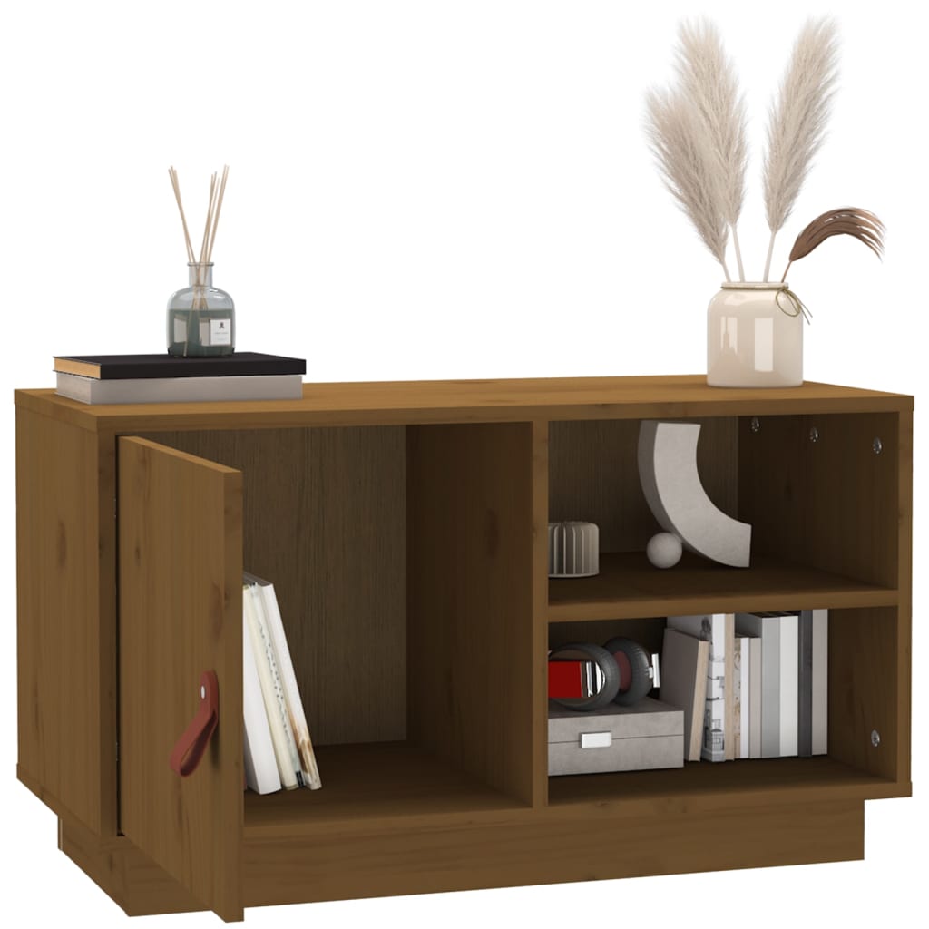 Tv-Meubel 70X34X40 Cm Massief Grenenhout Honingbruin
