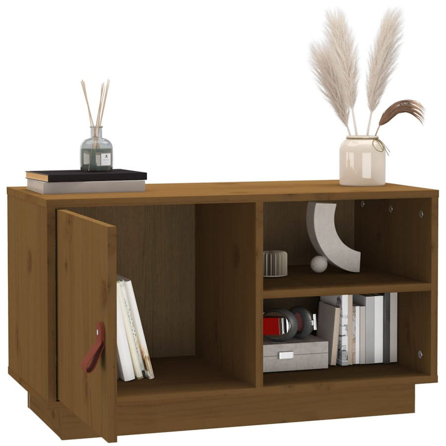 Tv-Meubel 70X34X40 Cm Massief Grenenhout Honingbruin